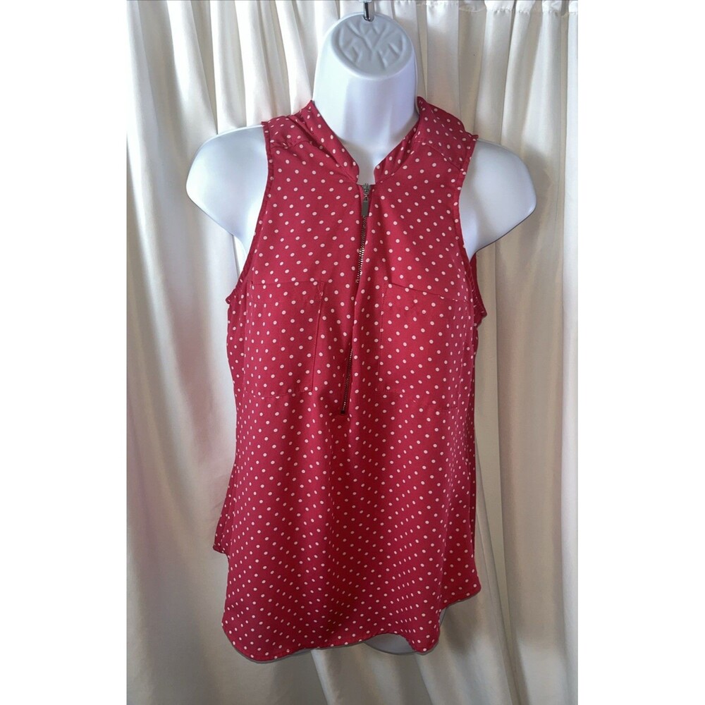 Soho Jeans By New York Company Women’s Sleeveless Pink Polka Dot Blouse Size M